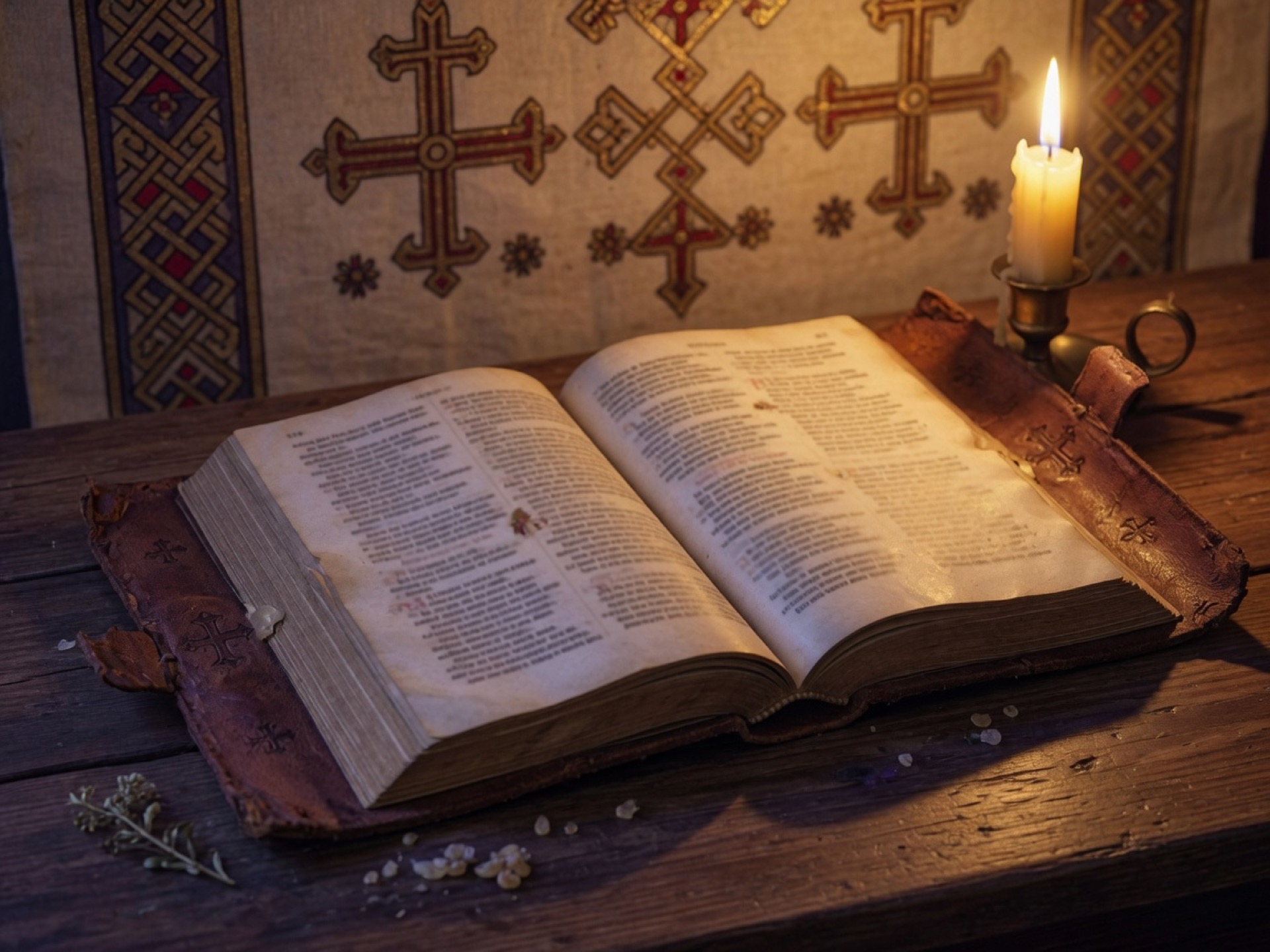 Open Scripture by warm light